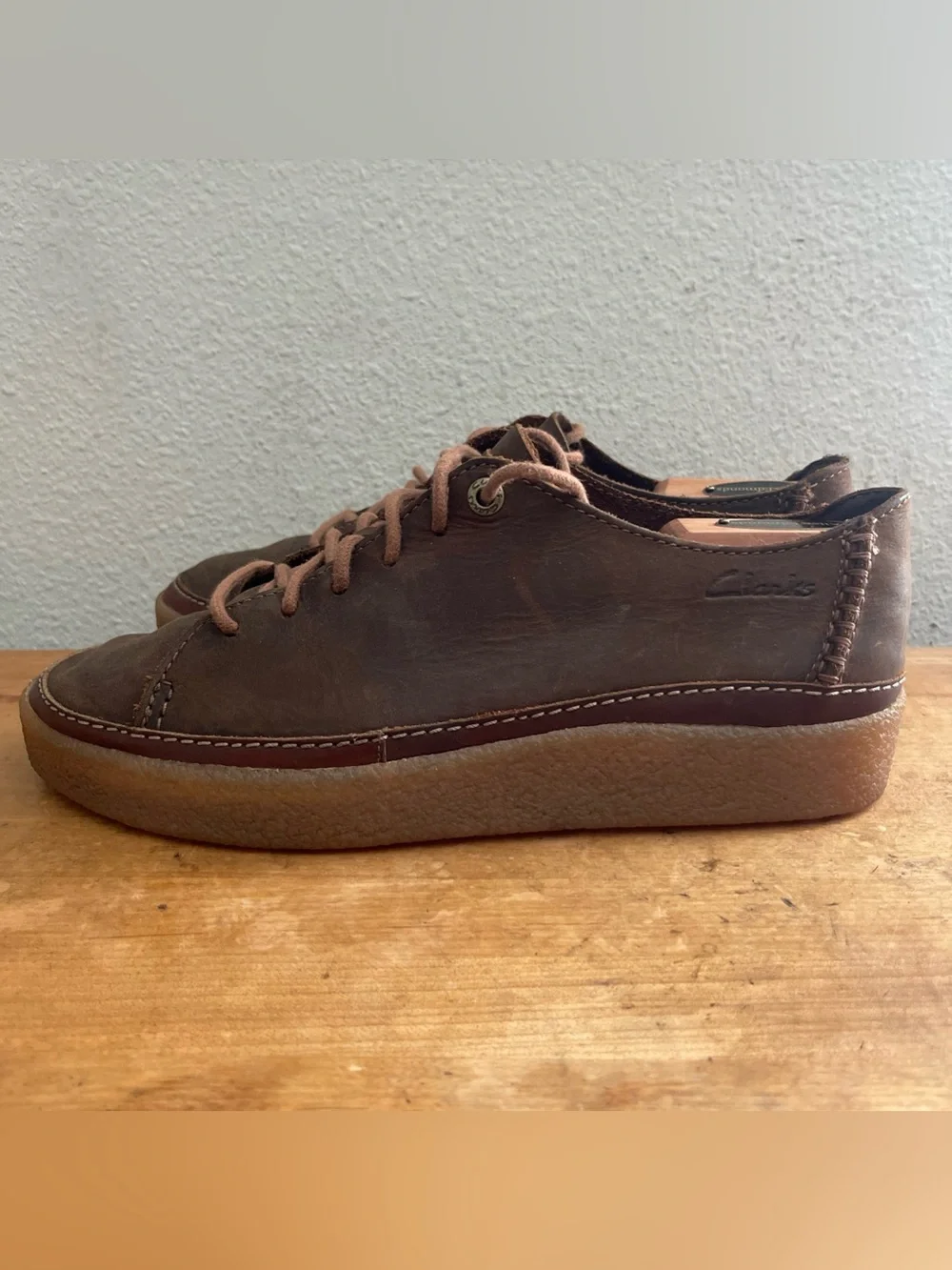 CLARKS COLLECTION OAKPARK BEESWAX BROWN LEATHER SHOES MEN'S Sz 8.5